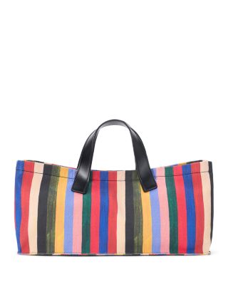 Port Striped East/West Canvas Tote 