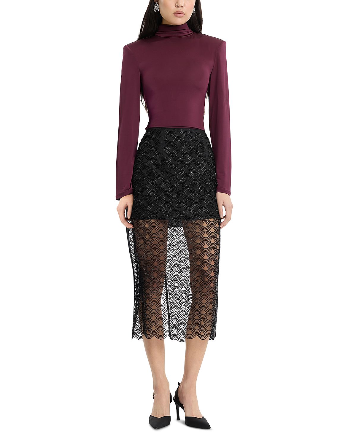 Rotate Sequin Midi Pencil Skirt