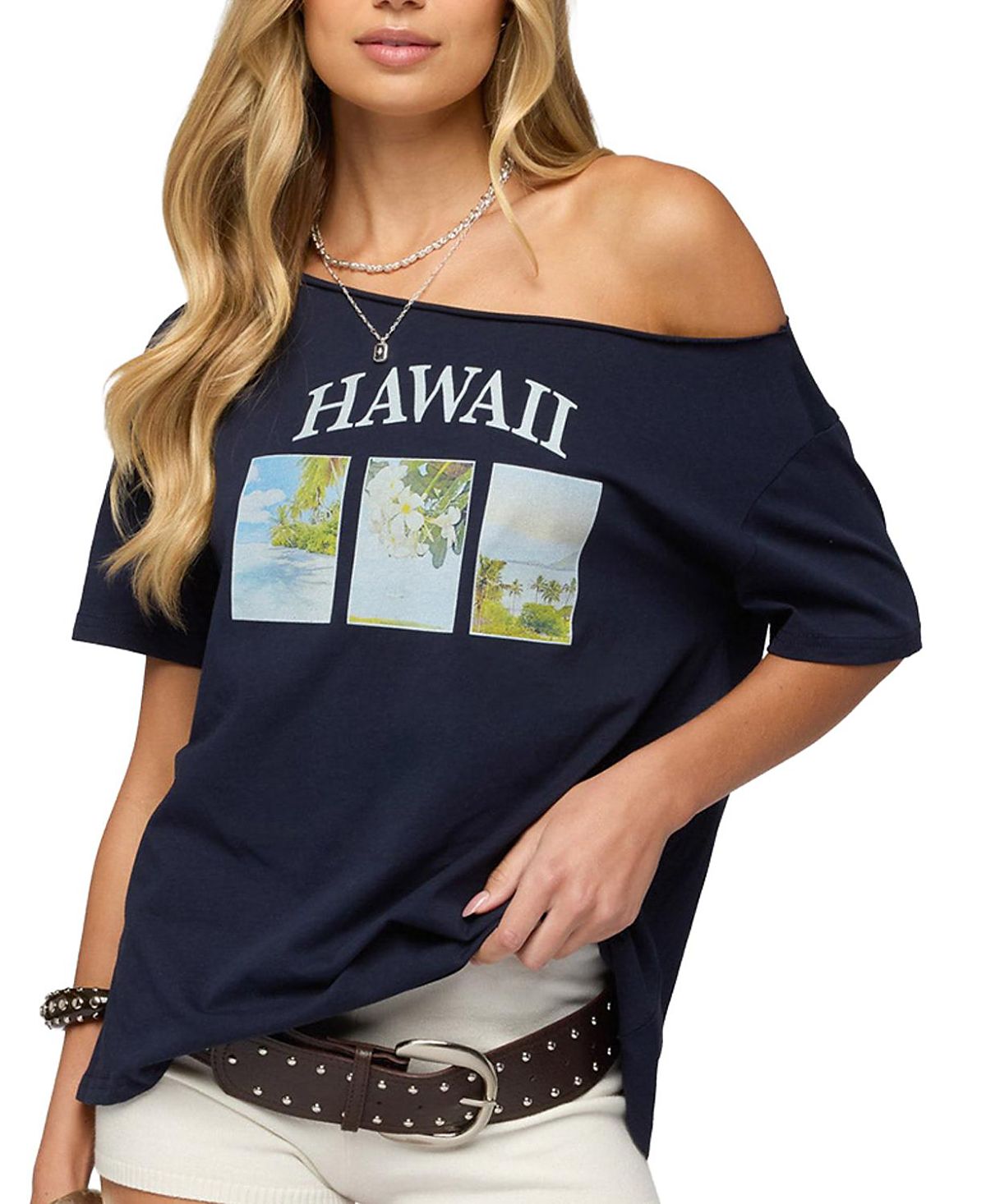 Edikted Hawaiian Babe Off Shoulder T Shirt