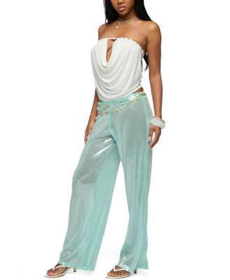 Giana Iridescent Strapless Cowl Neck Top