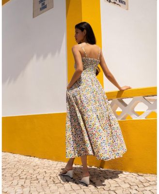  Kristen Cotton Seersucker Tiered Midi Dress