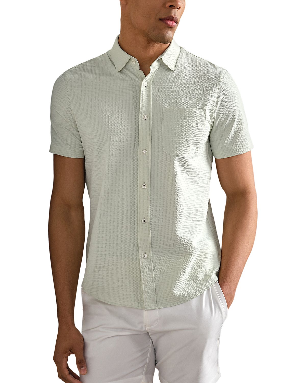 Rhone Commuter Seersucker Regular Fit Short Sleeve Shirt