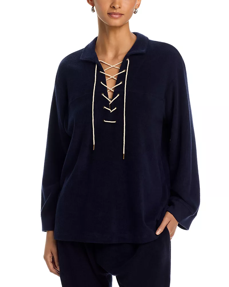 The Great. The Micro Terry Lace Up Tunic