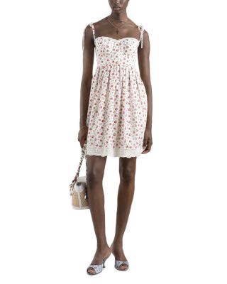 Rose Print Poplin Mini Dress