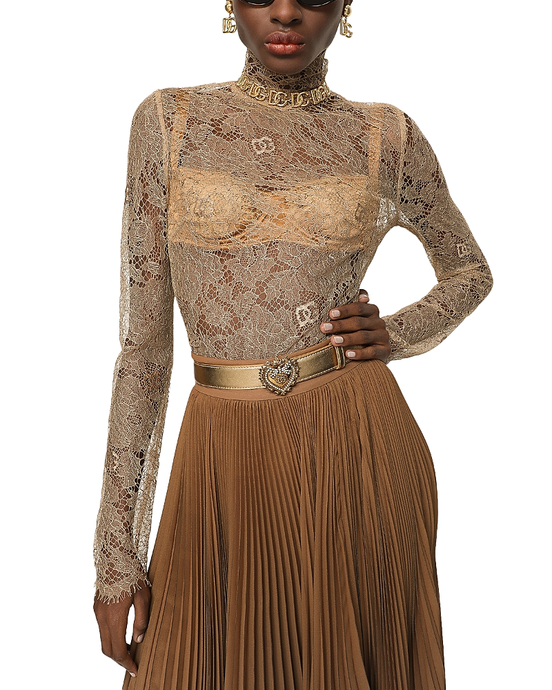 Dolce & Gabbana Floral Lace Turtleneck Blouse
