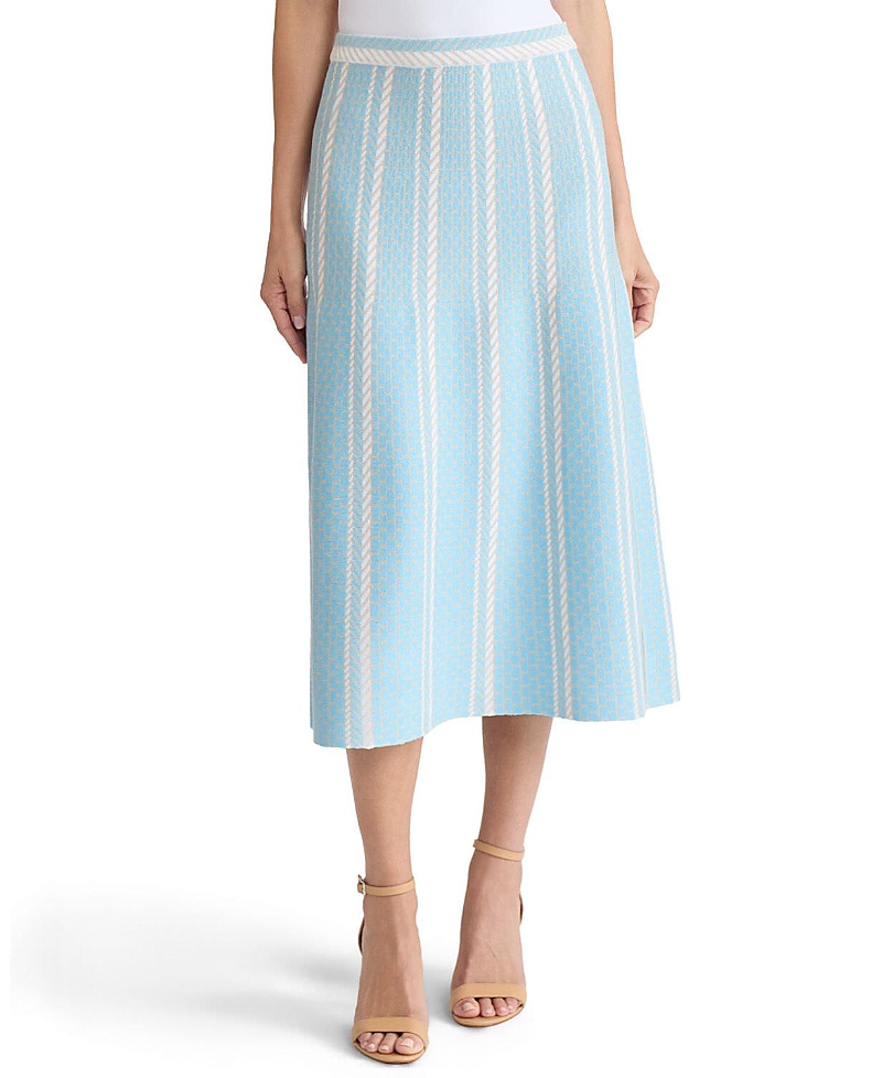 Ming Wang Roadmap Pattern Soft Knit Midi Skirt