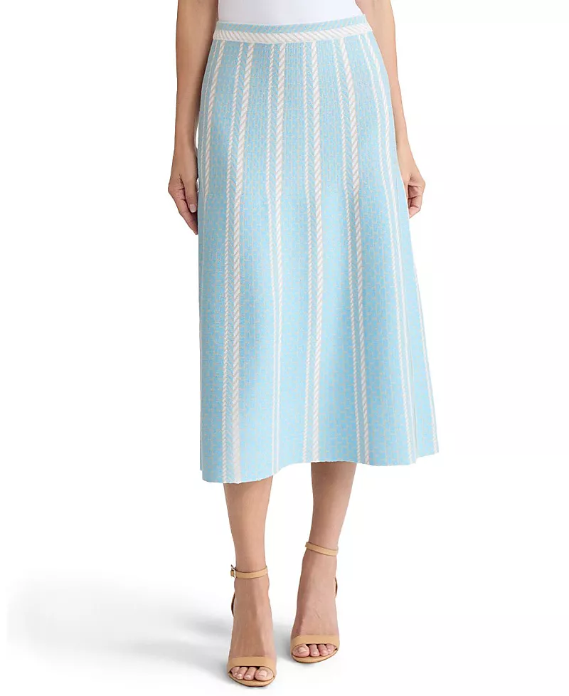 Ming Wang Roadmap Pattern Soft Knit Midi Skirt