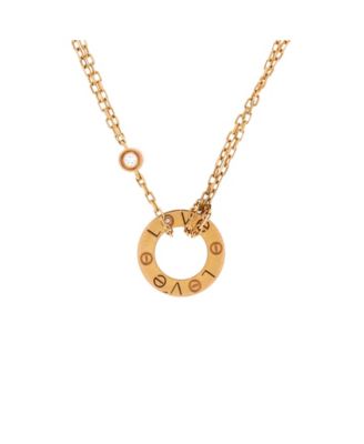  2 Diamonds Love Pendant Necklace 18K Rose Gold and Diamonds, 16"