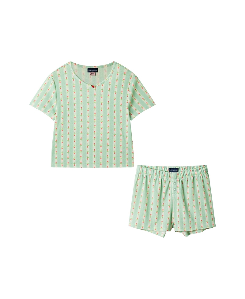 Andy & Evan Girls' Scoop Neck Baby Tee & Boxer Set - Big Kid