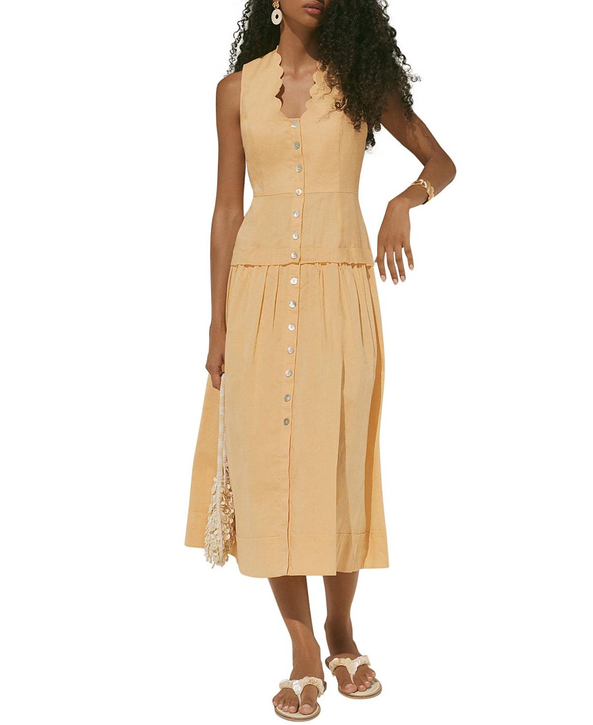Mint Velvet Women's Ramie Drop Waist Maxi Dress