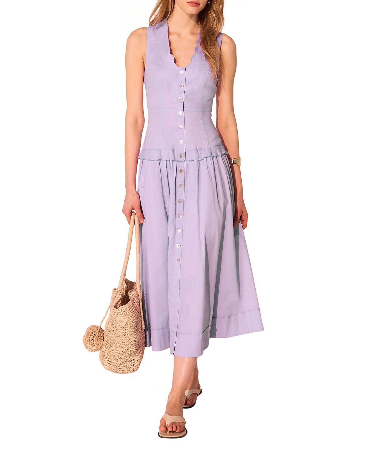 Mint Velvet Women's Ramie Drop Waist Maxi Dress