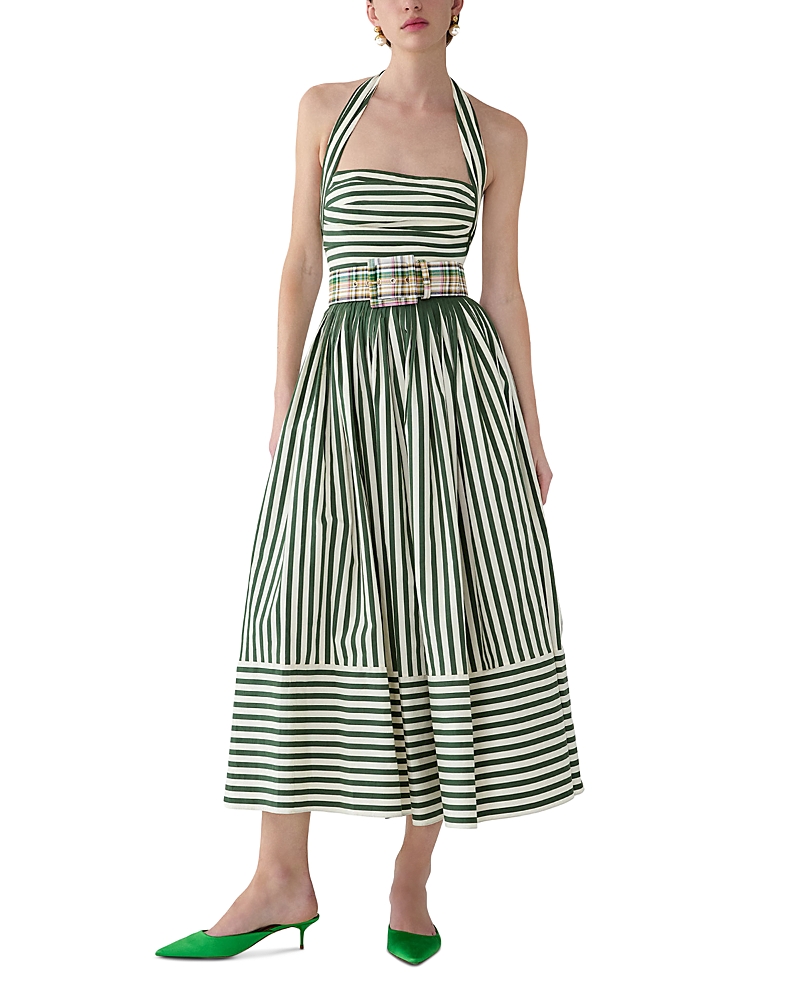 Carolina Herrera Ruched Bodice Halter Dress