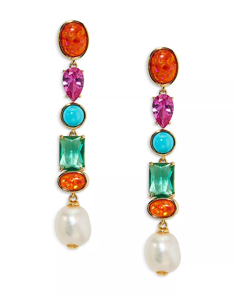 Nadri Frieda Multi Stone Linear Drop Earrings
