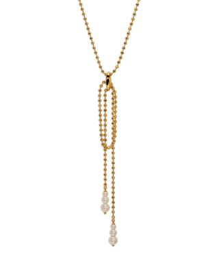 Esme Imitation Pearl Beaded Ball Chain Lariat Necklace, 15-18"