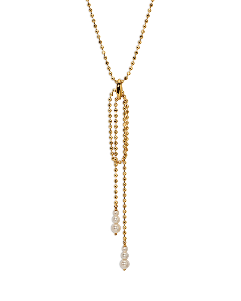 Nadri Esme Imitation Pearl Beaded Ball Chain Lariat Necklace, 15