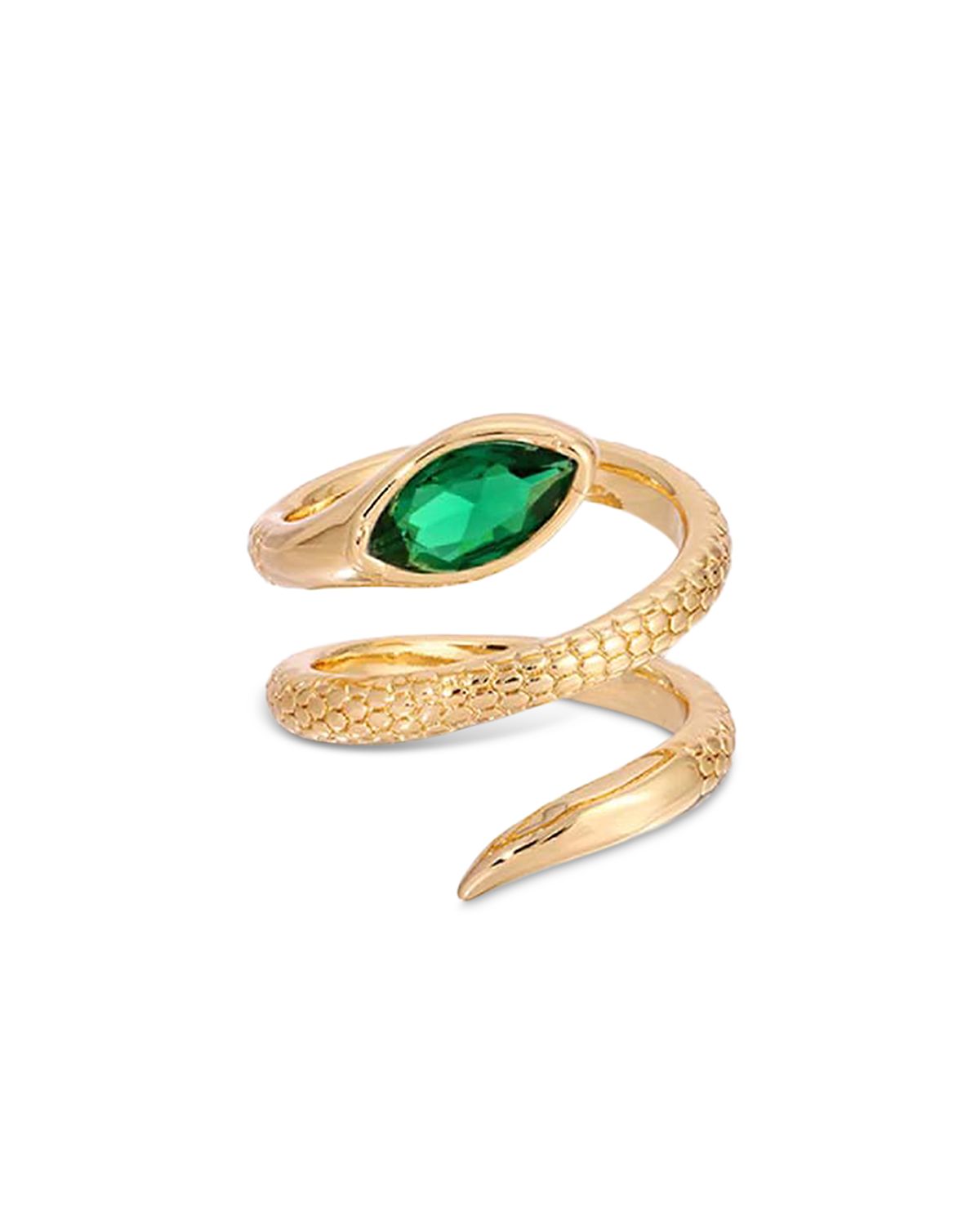 Ettika Marquise Cubic Zirconia Coiled Snake Ring