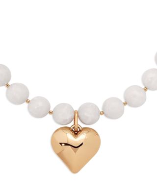 Luck and Love Heart Stone Beaded Pendant Necklace, 15-18"