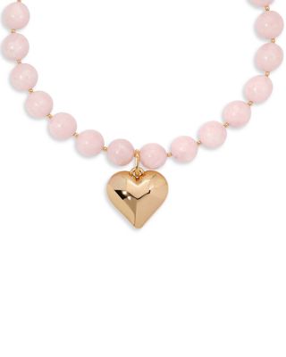 Ettika Luck and Love Heart Stone Beaded Pendant Necklace, 15