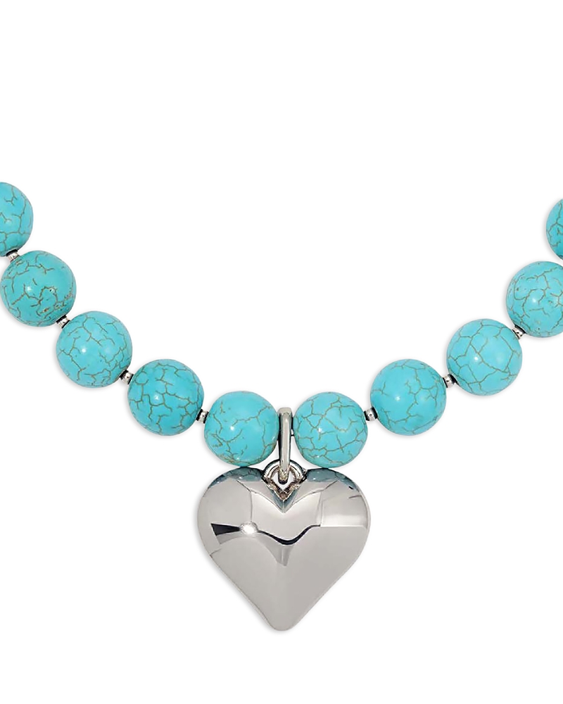 Ettika Luck and Love Heart Stone Beaded Pendant Necklace, 15-18 · OS