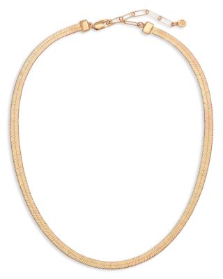 Brooklyn Flat Herringbone Chain Necklace, 18-21"