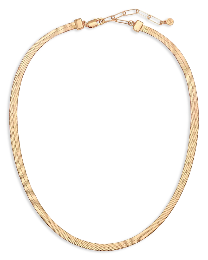 Ettika Brooklyn Flat Herringbone Chain Necklace, 18