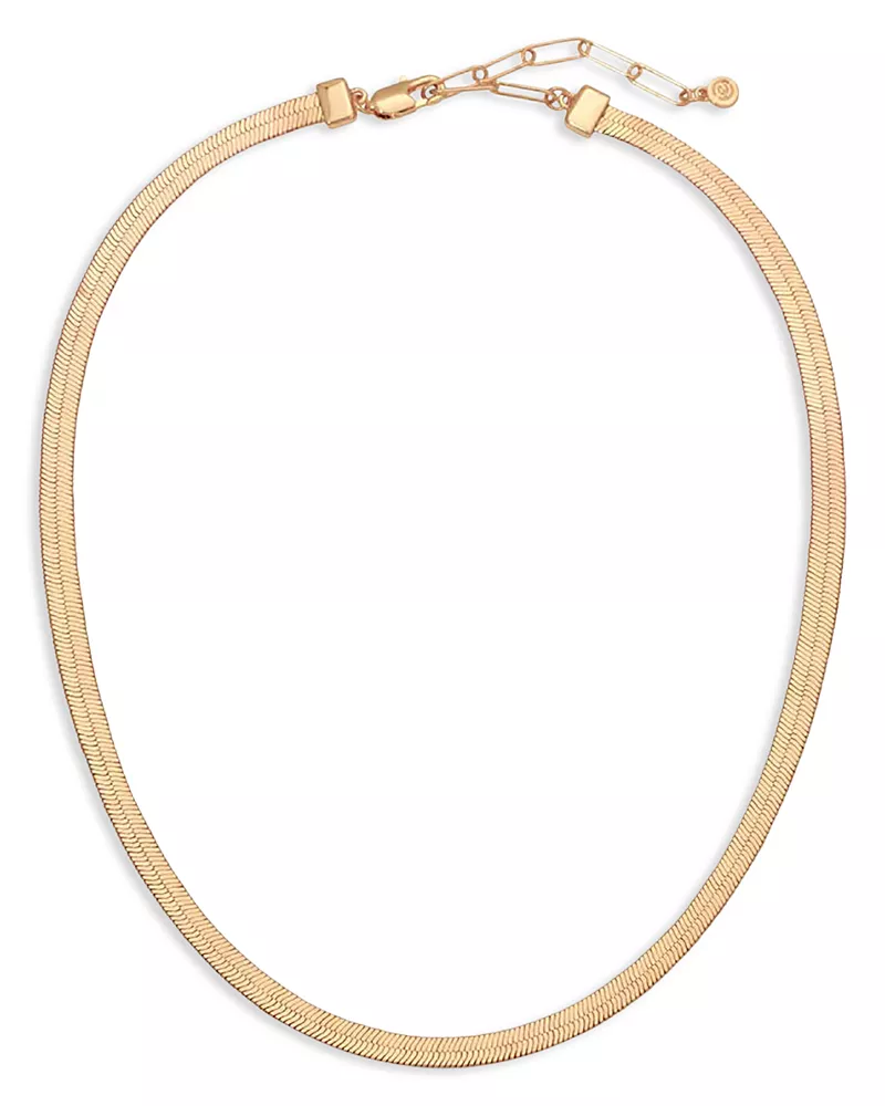 Ettika Brooklyn Flat Herringbone Chain Necklace, 18