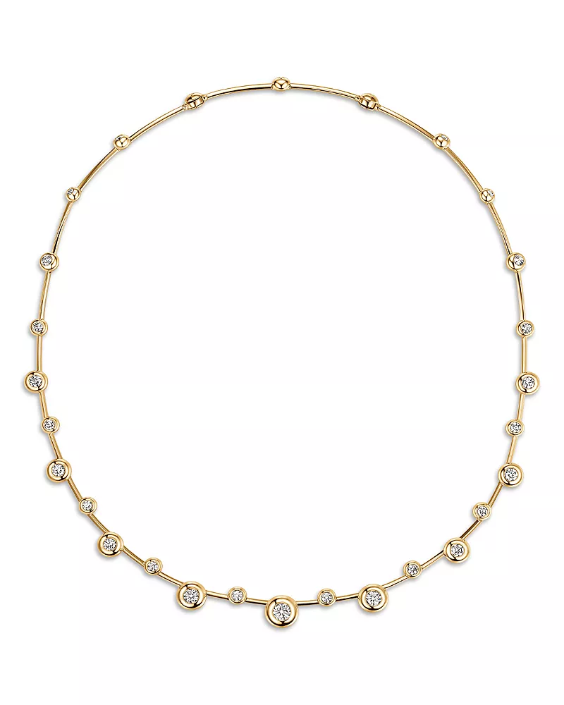 Hearts On Fire 18K Yellow Gold Dream Diamond Bezel Floating Collar Necklace, 16