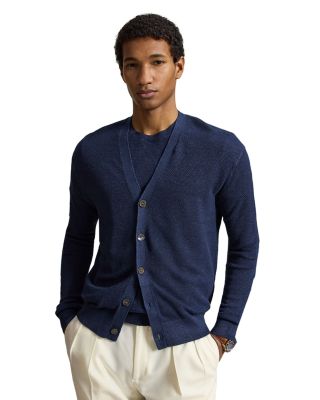 Relaxed Fit Piqu&eacute; Knit Linen Cardigan