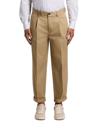 Relaxed Fit Wide Leg Pleated Trouser Pants