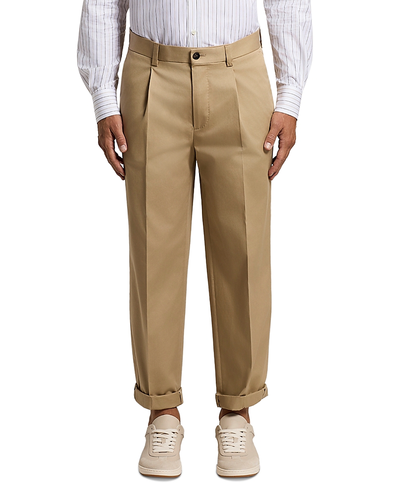Peserico Relaxed Fit Wide Leg Pleated Trouser Pants