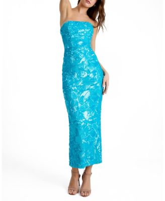  Leslie Sequin Strapless Gown