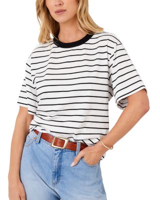 Petites Stripe Short Sleeve Top