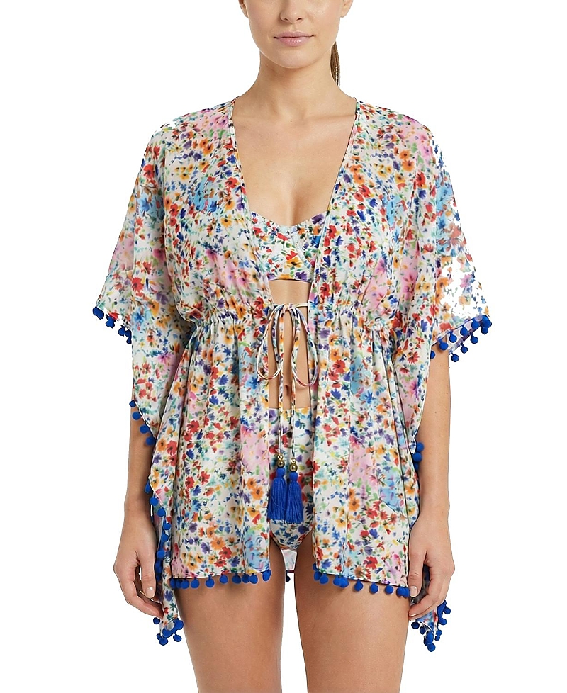 Change Of Scenery Audrey Short Beach Drawstring Caftan Cover-Up · OS