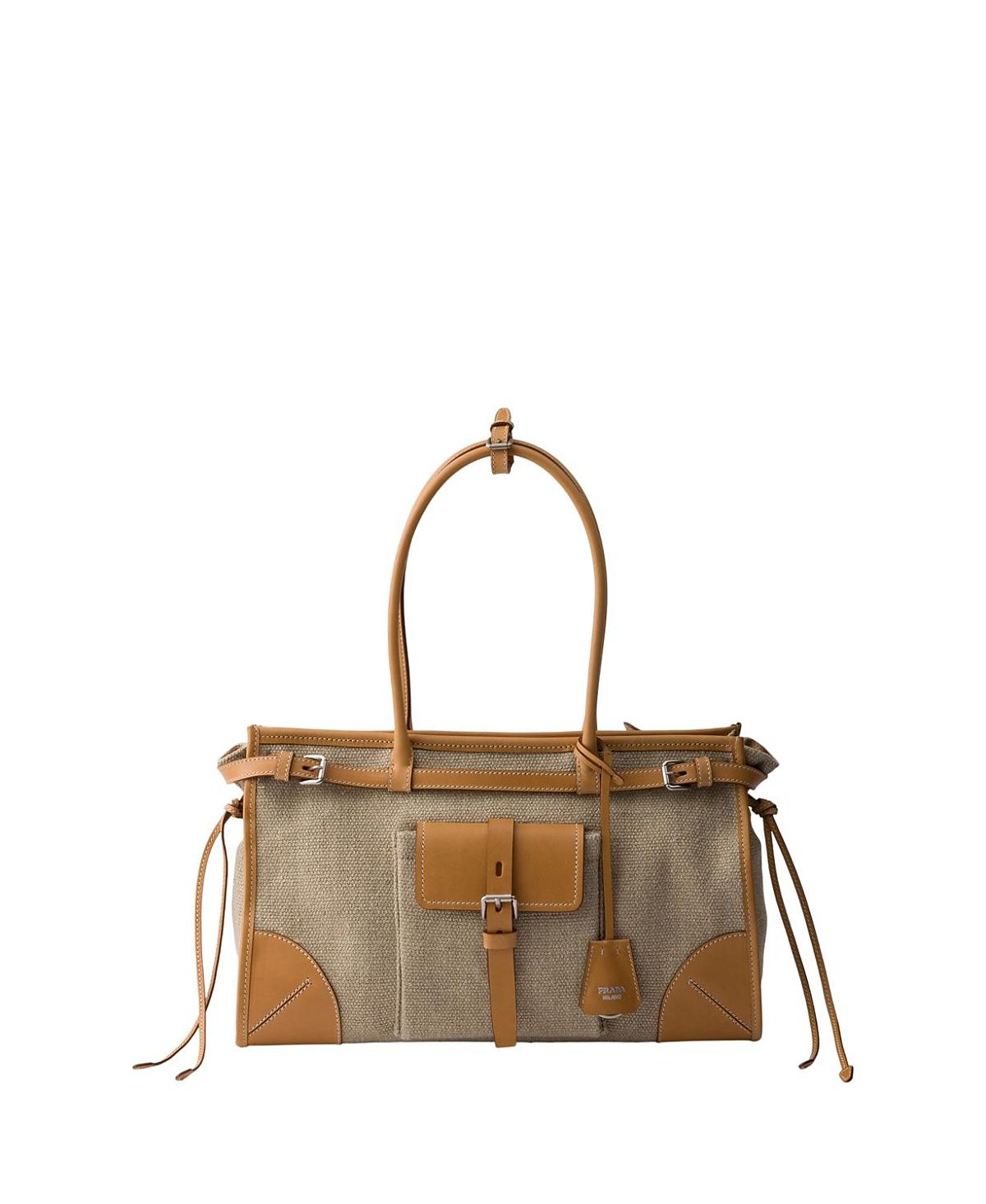 Prada Bonnie Linen And Leather Tote Bag