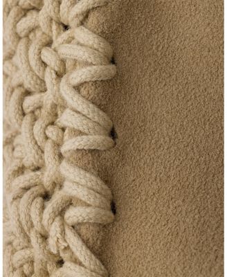  Large Suede And Crochet Tote Bag