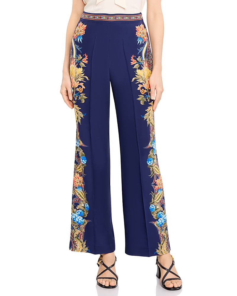 Etro Silk Placed Floral Straight Pants