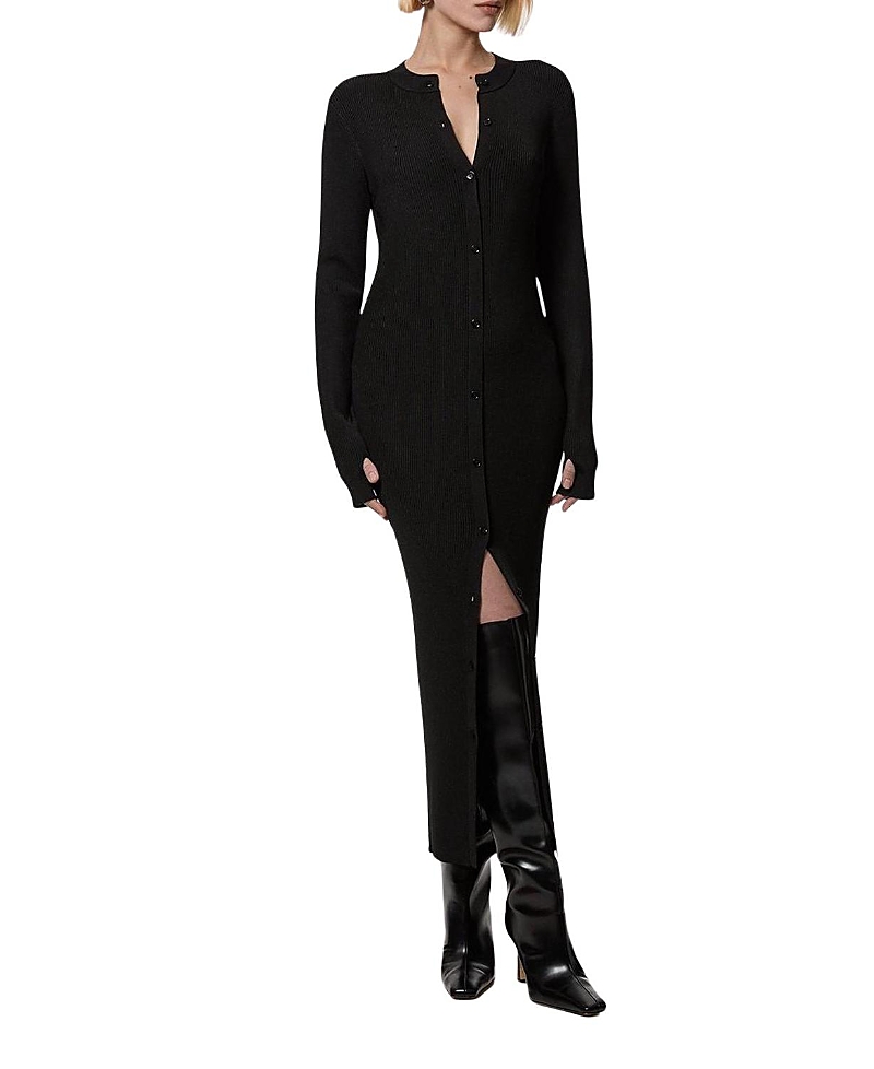 Karen Millen Button Through Ribbed Maxi Dress