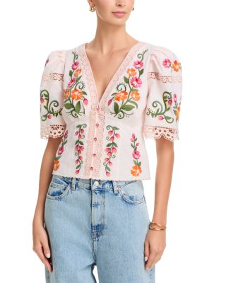 Embroidered Short Sleeve Top