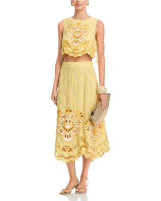 FARM Rio Striped Embroidered Top | Bloomingdale's Women