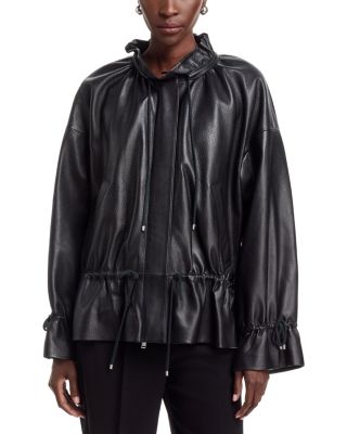 Leather Cinched Parka Jacket