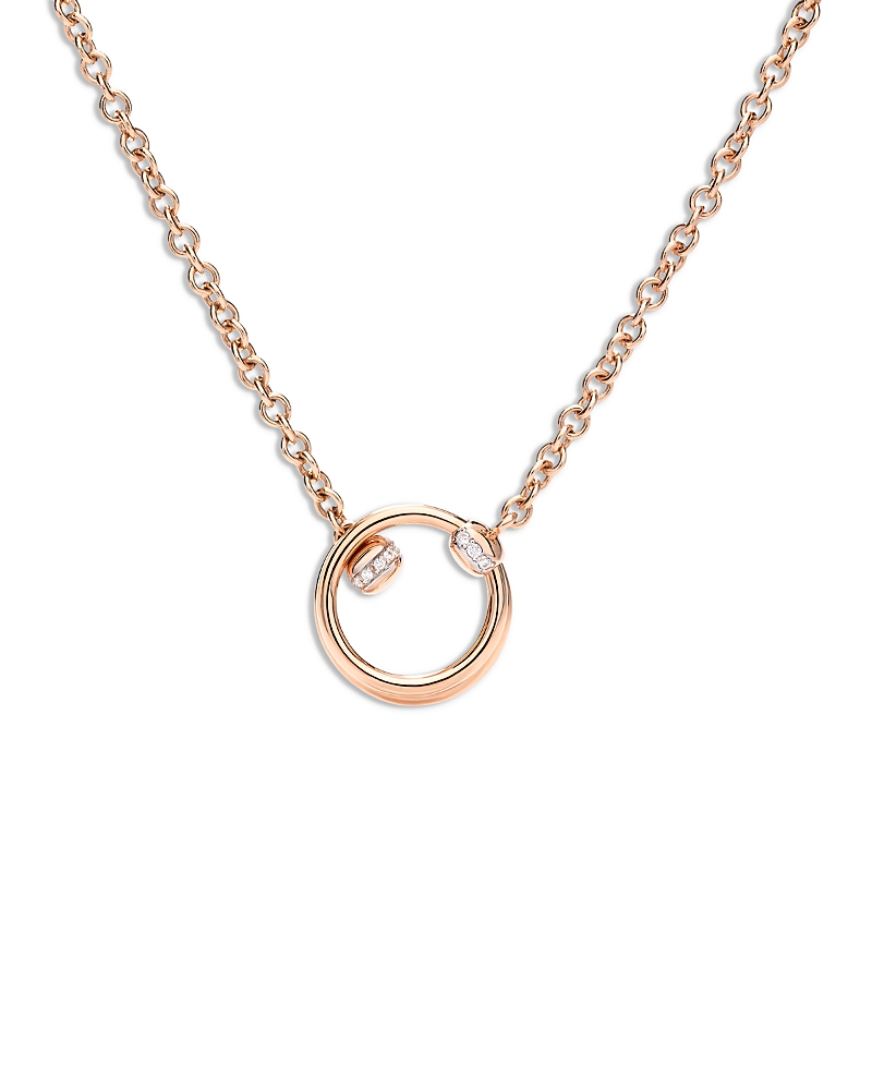 Pomellato 18K Rose Gold Pomellato Together Diamond Double Circle Pendant Necklace, 0.10 tcw