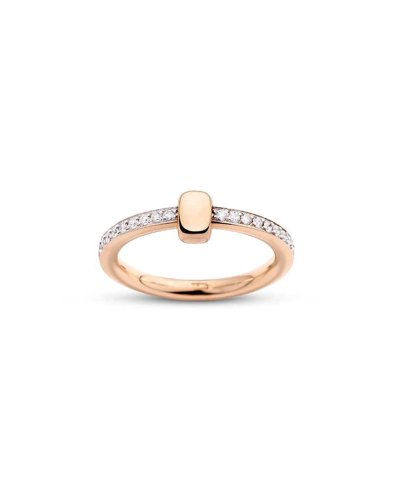 Pomellato 18K Rose Gold Iconica Diamond Pave Polished Element Ring, 0.50 tcw