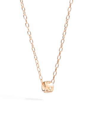 18K Rose Gold Iconica Diamond Geometrically Set Ring Pendant Necklace, 0.1 tcw