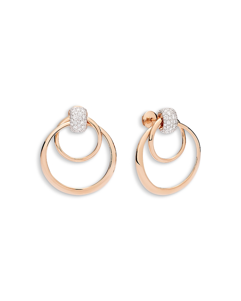 Pomellato 18K Rose Gold Pomellato Together Diamond Pave Doorknocker Drop Earrings, 1.0 tcw