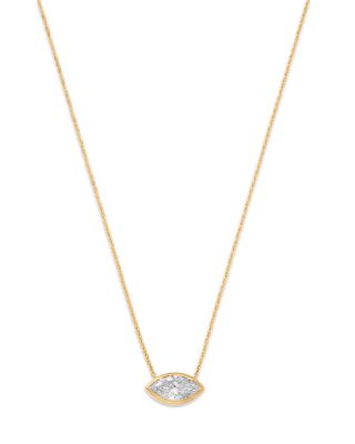 Luxe Collection Certified Lab Grown Diamond Marquise Bezel Solitaire Pendant Necklace in 14K Yellow Gold, 1.5 tcw