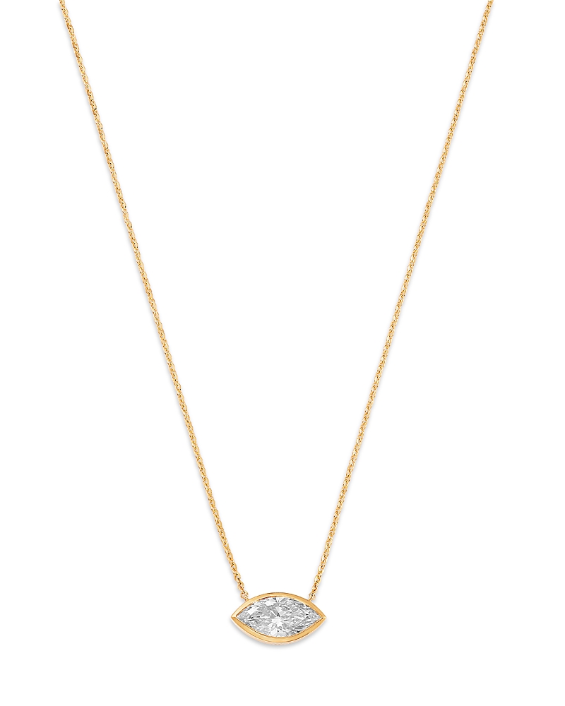 Bloomingdale's Fine Collection Luxe Collection Certified Lab Grown Diamond Marquise Bezel Solitaire Pendant Necklace in 14K Yellow Gold, 1.5 tcw