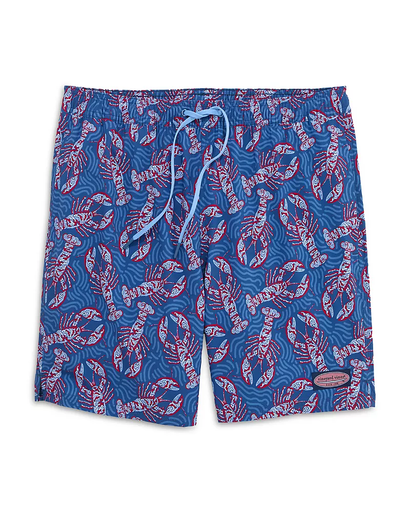 Vineyard Vines Chappy Lobster Print Regular Fit 7 Swim Trunks