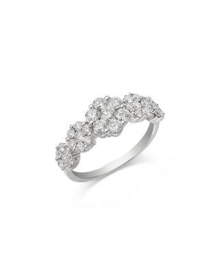 Diamond Flower Cluster Ring in 18K White Gold, 1.3 tcw