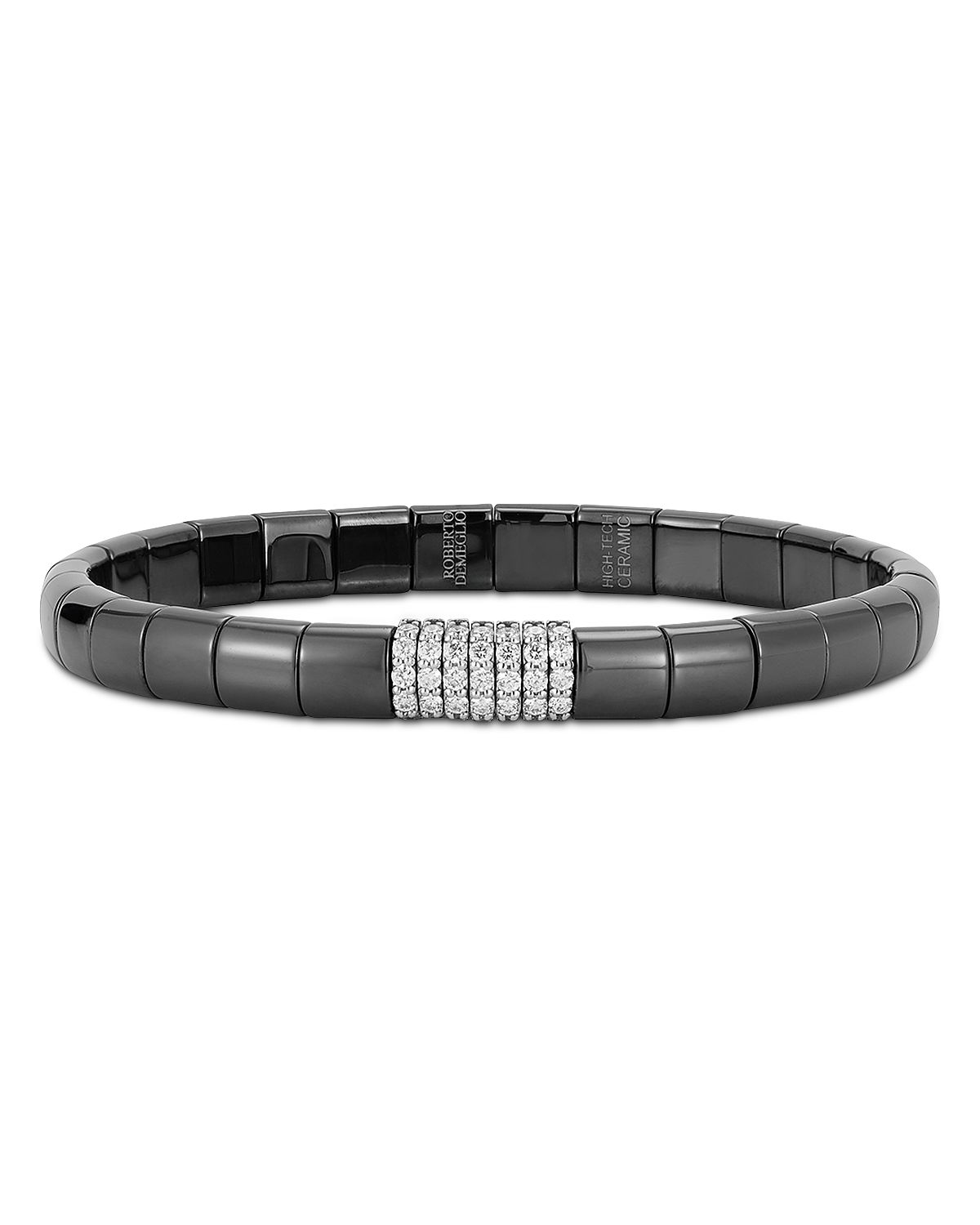 Roberto Demeglio 18K White Gold Pura Diamond & Ceramic Link Stretch Bracelet