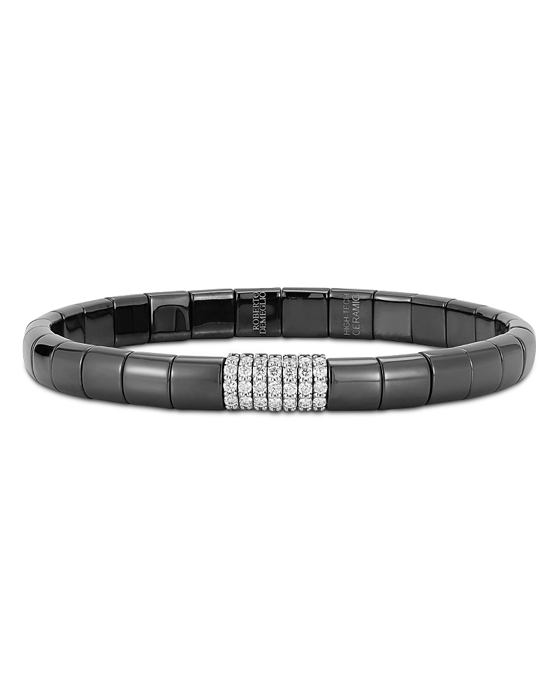 Roberto Demeglio 18K White Gold Pura Diamond & Ceramic Link Stretch Bracelet